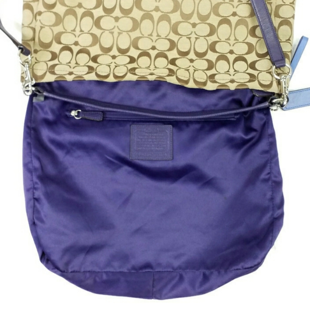 Coach F23279 Signature Park Khaki Indigo Hobo Shoulder Bag Convertible - Picture 9 of 16